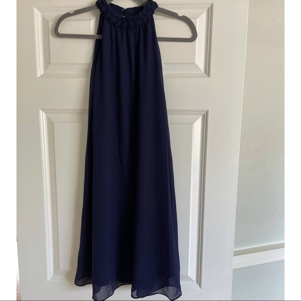 Navy Blue Sleeveless Shift Dress